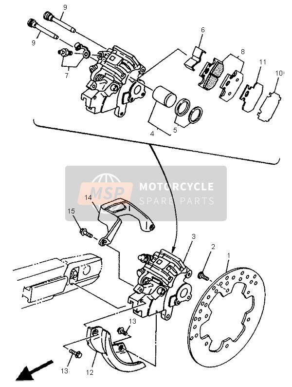 Yamaha YZ125LC 1995 Rear Brake Caliper for a 1995 Yamaha YZ125LC