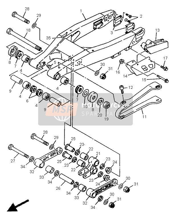 Yamaha YZ250LC 1995 Rear Arm for a 1995 Yamaha YZ250LC