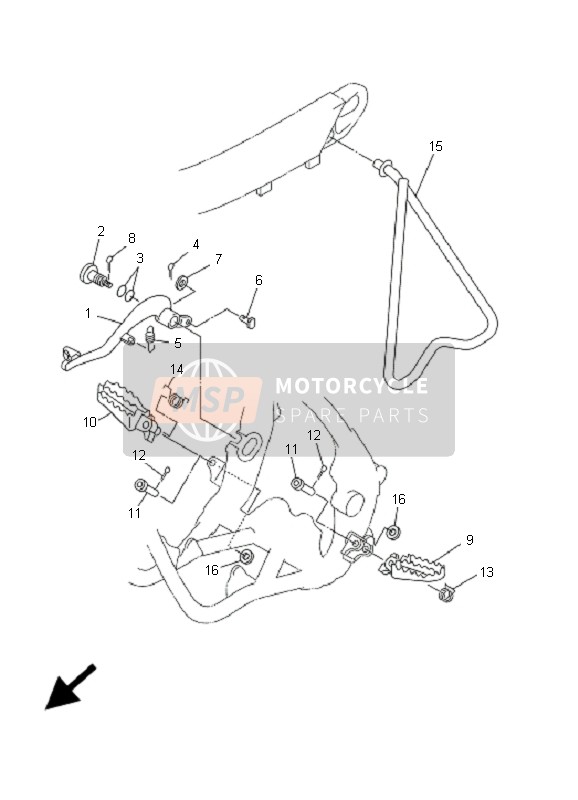 Yamaha YZ125 2001 Supporter & Repose Pieds pour un 2001 Yamaha YZ125