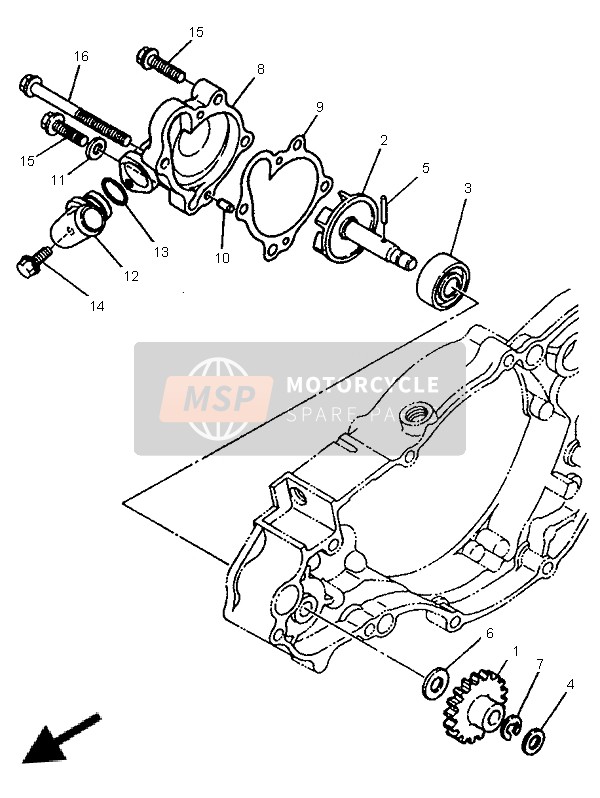 Yamaha WR250Z 1996 Bomba de agua para un 1996 Yamaha WR250Z