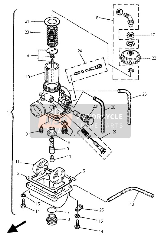 Yamaha YZ80LC 1996 Carburettor for a 1996 Yamaha YZ80LC