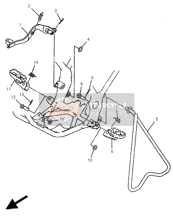 Yamaha YZ80LC 1996 Supporter & Repose Pieds pour un 1996 Yamaha YZ80LC