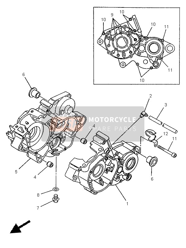 Yamaha YZ125LC 1996 Crankcase for a 1996 Yamaha YZ125LC