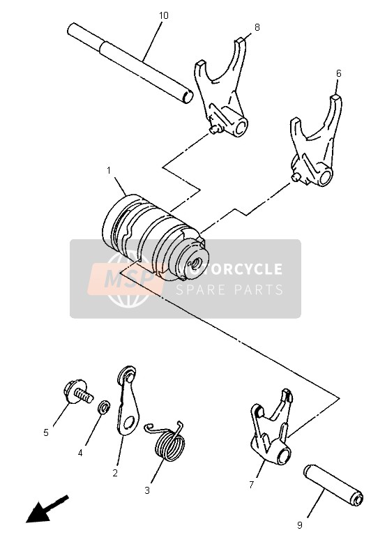 Yamaha YZ125LC 1996 Shift Cam & Fork for a 1996 Yamaha YZ125LC