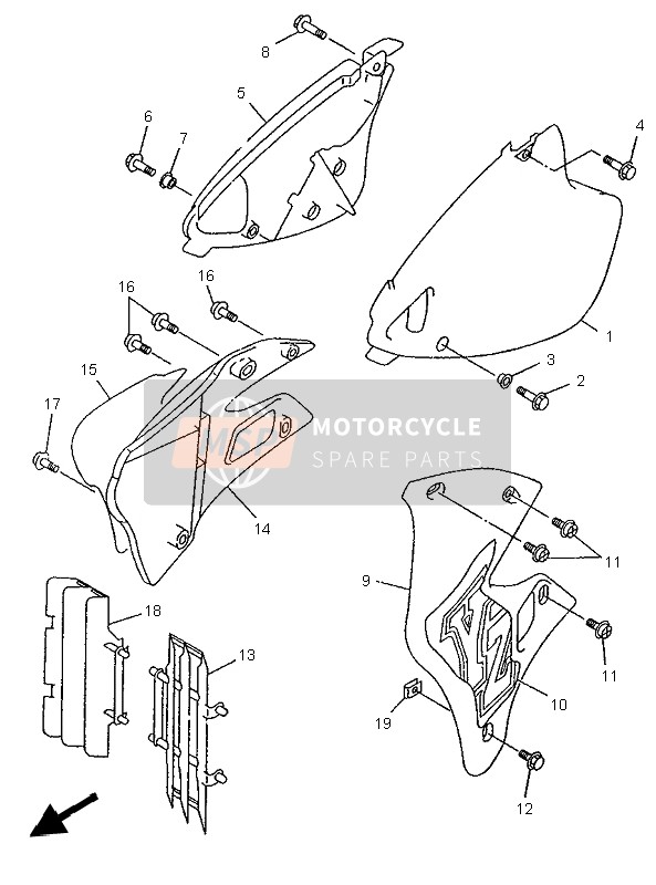 Yamaha YZ125LC 1996 Couvercle latéral pour un 1996 Yamaha YZ125LC