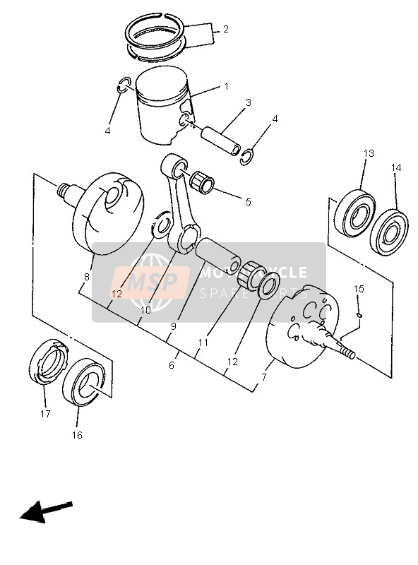 Yamaha YZ250 1996 Crankshaft & Piston for a 1996 Yamaha YZ250