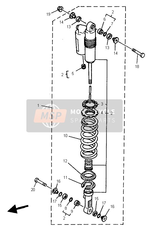 Yamaha YZ250 1996 Suspension arrière pour un 1996 Yamaha YZ250