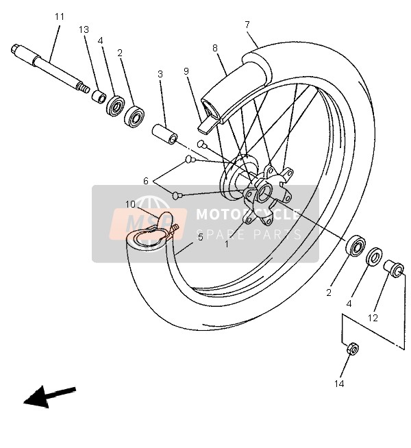 Yamaha YZ250 1996 Front Wheel for a 1996 Yamaha YZ250