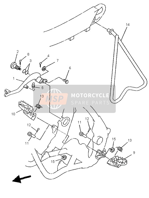 Yamaha YZ250 1996 Estar & Reposapiés para un 1996 Yamaha YZ250