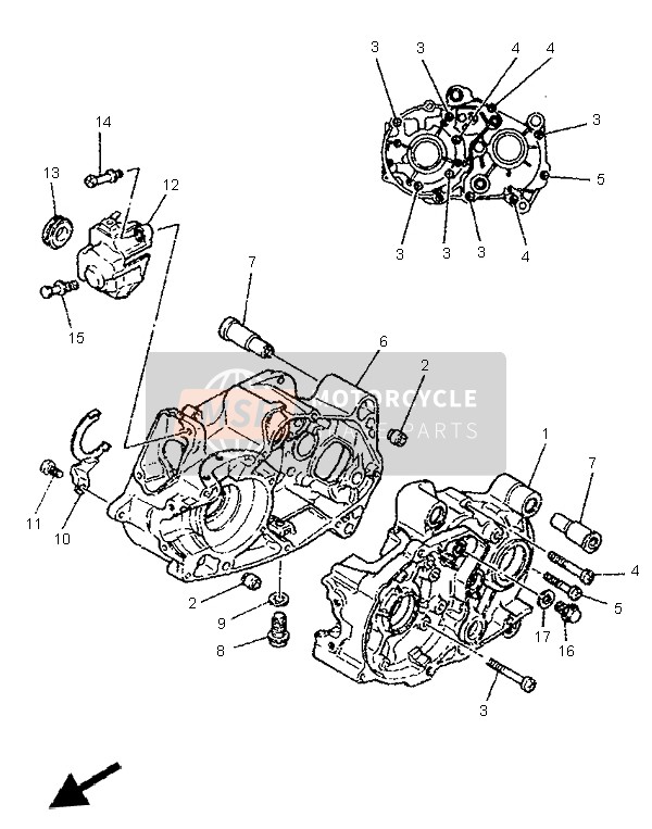 Yamaha PW80 1997 Crankcase for a 1997 Yamaha PW80