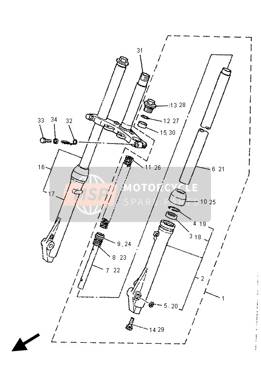 Yamaha PW80 1997 Front Fork for a 1997 Yamaha PW80