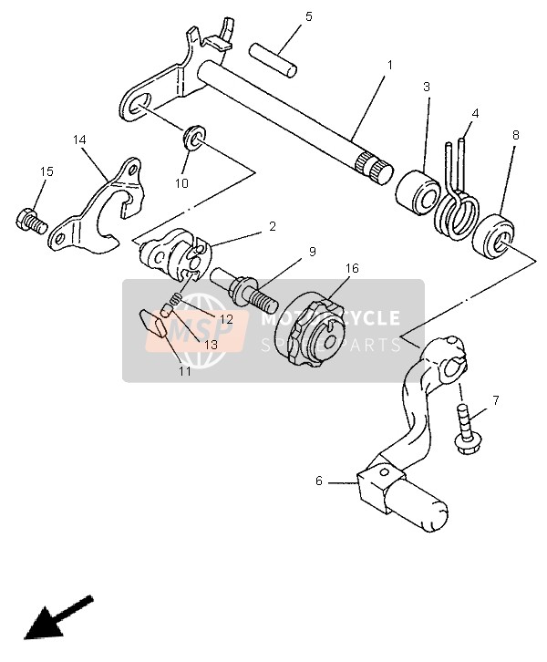 Yamaha WR250Z 1997 Shift Shaft for a 1997 Yamaha WR250Z