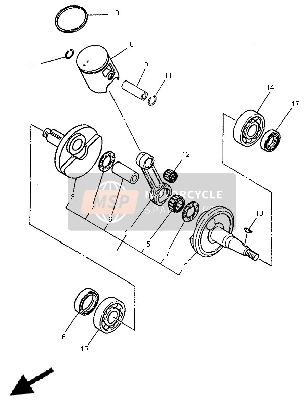 Yamaha YZ80LC 1997 Vilebrequin & Piston pour un 1997 Yamaha YZ80LC