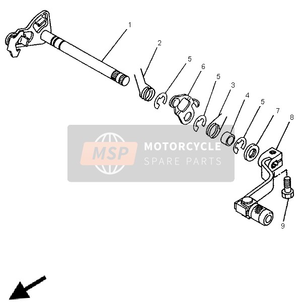 Yamaha YZ80LC 1997 Arbre de changement de vitesse pour un 1997 Yamaha YZ80LC