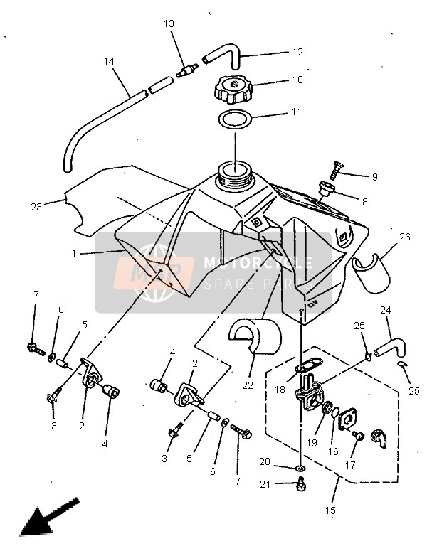 Yamaha YZ80LC 1997 Depósito de combustible para un 1997 Yamaha YZ80LC