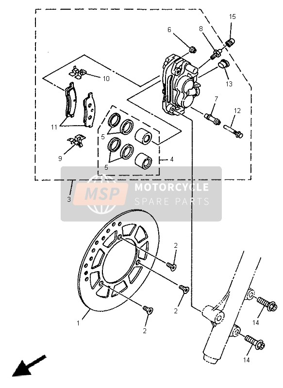 Yamaha YZ80LW 1997 Front Brake Caliper for a 1997 Yamaha YZ80LW