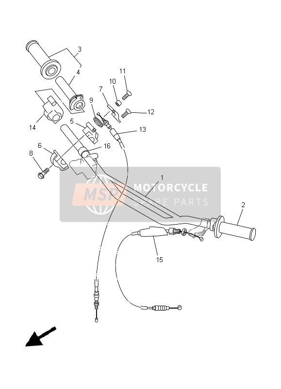 Yamaha YZ125 1997 Manija de dirección & Cable para un 1997 Yamaha YZ125