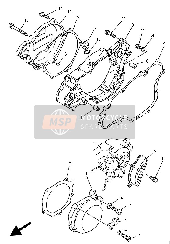 Yamaha YZ250 1997 KURBELGEHÄUSEABDECKUNG 1 für ein 1997 Yamaha YZ250