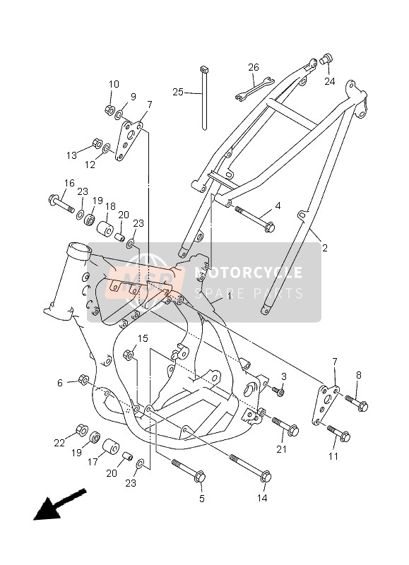 Yamaha WR250Z 1998 Frame voor een 1998 Yamaha WR250Z