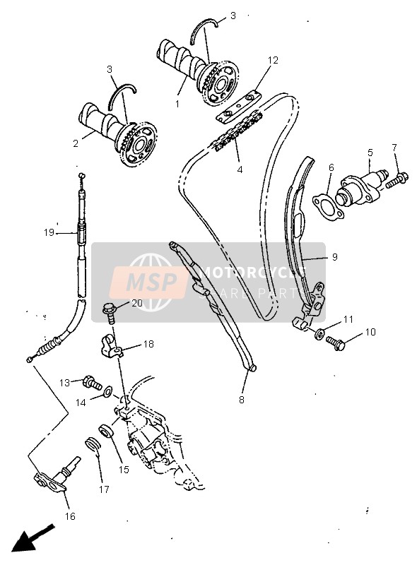 Yamaha WR400F 1998 Arbre À Cames & Chaîne pour un 1998 Yamaha WR400F