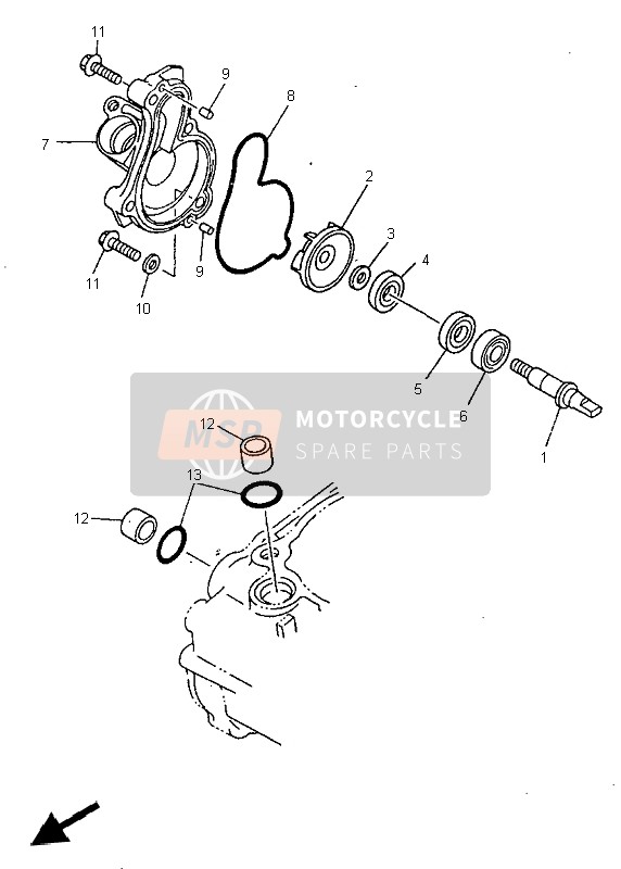 Yamaha WR400F 1998 Bomba de agua para un 1998 Yamaha WR400F