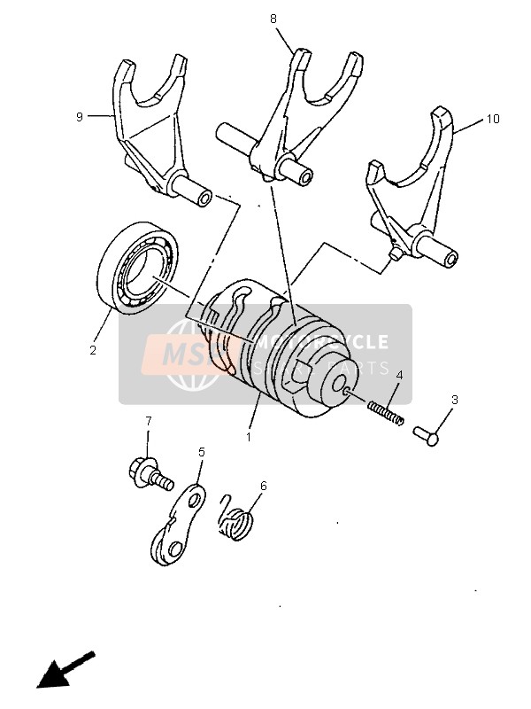 Yamaha WR400F 1998 Shift Cam & Fourchette pour un 1998 Yamaha WR400F