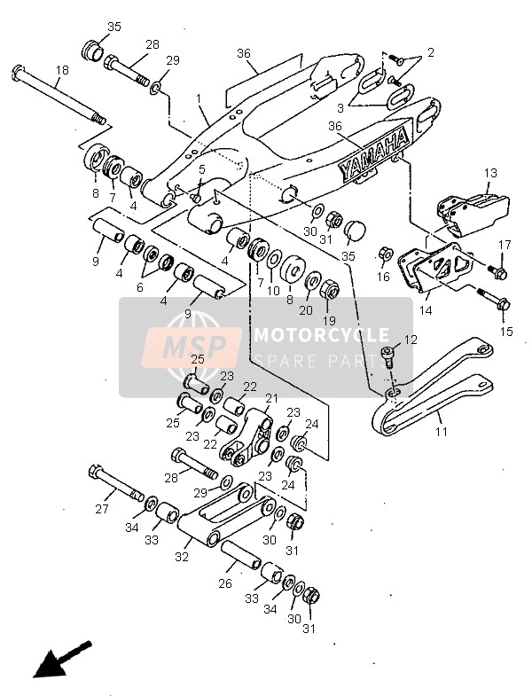 Yamaha WR400F 1998 Rear Arm for a 1998 Yamaha WR400F