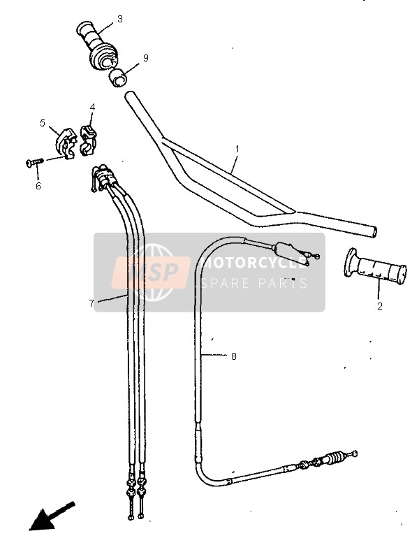 Yamaha WR400F 1998 Steering Handle & Cable for a 1998 Yamaha WR400F