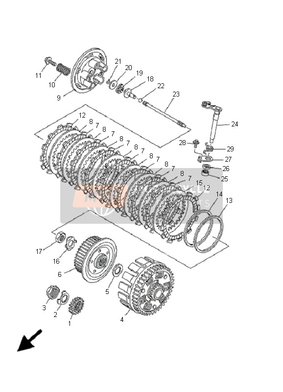 Yamaha YZ250F 2001 Embrague para un 2001 Yamaha YZ250F