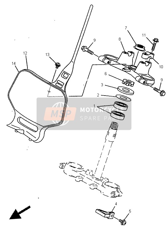 Yamaha YZ80LC 1998 Steering for a 1998 Yamaha YZ80LC