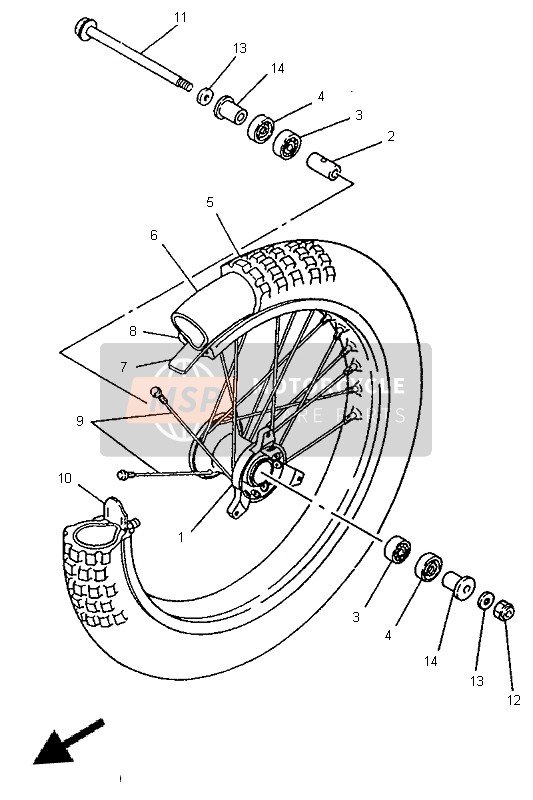 Yamaha YZ80LC 1998 Front Wheel for a 1998 Yamaha YZ80LC