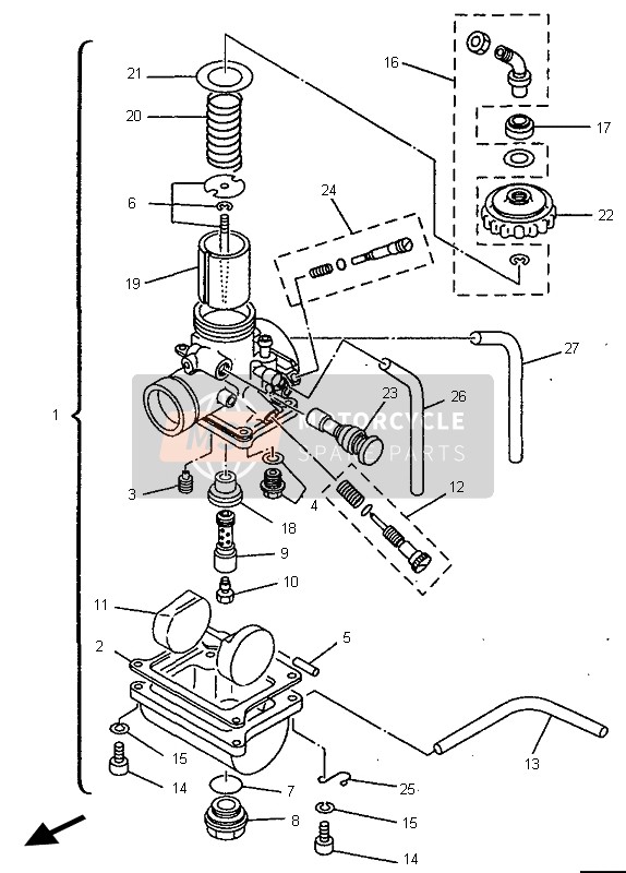 Yamaha YZ80LW 1998 Carburettor for a 1998 Yamaha YZ80LW