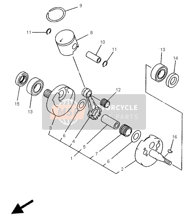 Yamaha YZ125 1998 Crankshaft & Piston for a 1998 Yamaha YZ125