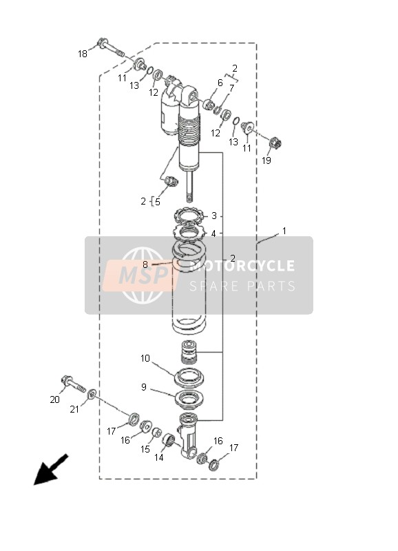 Yamaha YZ250F 2001 Suspension arrière pour un 2001 Yamaha YZ250F