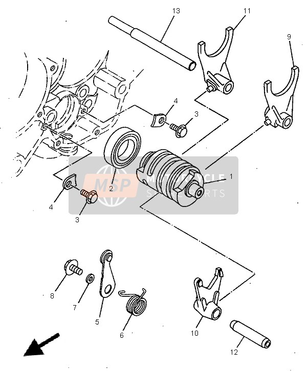 Yamaha YZ125 1998 Shift Cam & Fork for a 1998 Yamaha YZ125