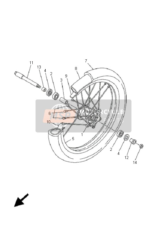 Yamaha YZ250F 2001 Front Wheel for a 2001 Yamaha YZ250F