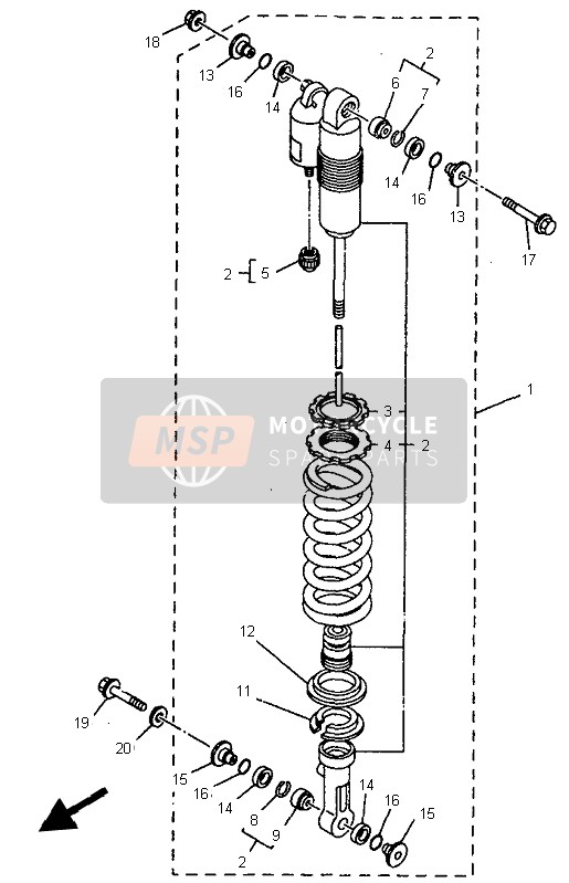 Yamaha YZ250 1998 Suspensión trasera para un 1998 Yamaha YZ250