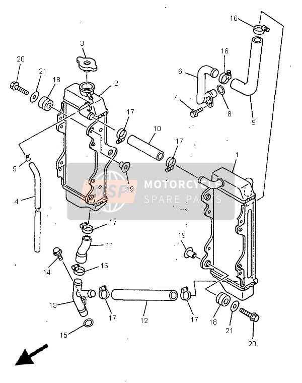 Yamaha YZ400F 1998 Radiator & Hose for a 1998 Yamaha YZ400F