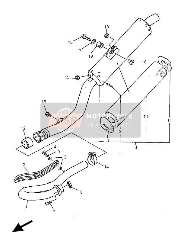 Yamaha YZ400F 1998 Exhaust for a 1998 Yamaha YZ400F