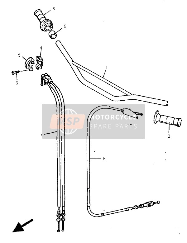 Yamaha YZ400F 1998 Steering Handle & Cable for a 1998 Yamaha YZ400F