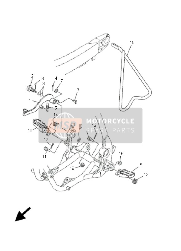 Yamaha YZ250F 2001 Estar & Reposapiés para un 2001 Yamaha YZ250F