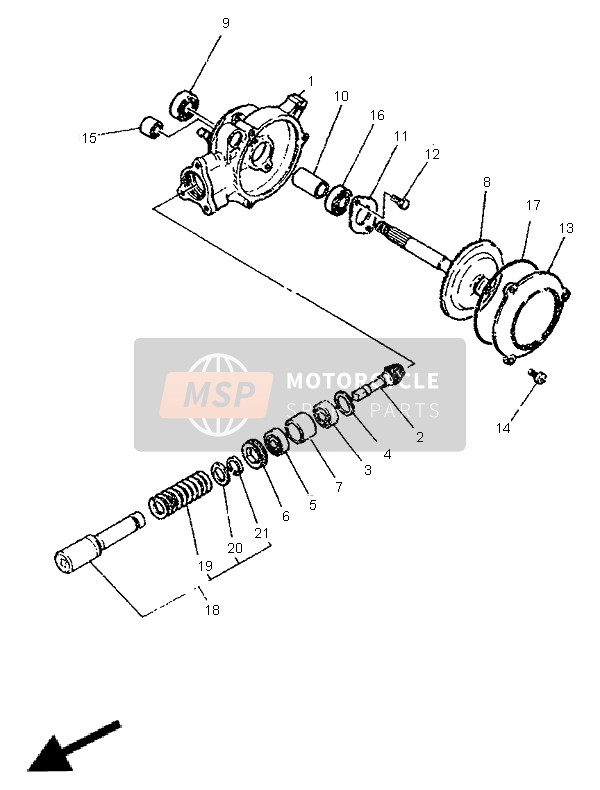 Yamaha PW50 1999 Arbre de transmission pour un 1999 Yamaha PW50