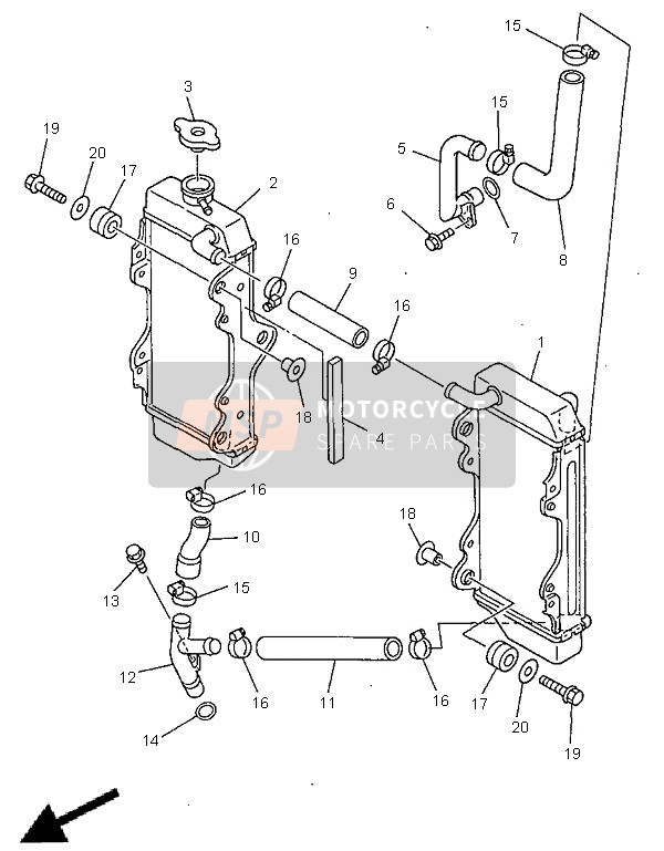 Yamaha WR400F 1999 Radiator & Hose for a 1999 Yamaha WR400F