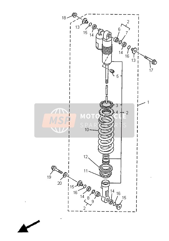 Yamaha WR400F 1999 Suspensión trasera para un 1999 Yamaha WR400F