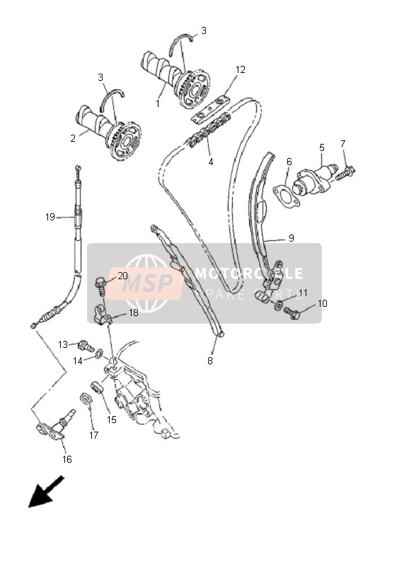 Yamaha YZ426F 2001 NOCKENWELLE & STEUERKETTE für ein 2001 Yamaha YZ426F