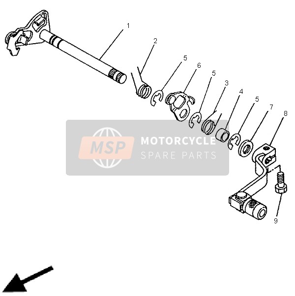 Yamaha YZ80LC 1999 Shift Shaft for a 1999 Yamaha YZ80LC