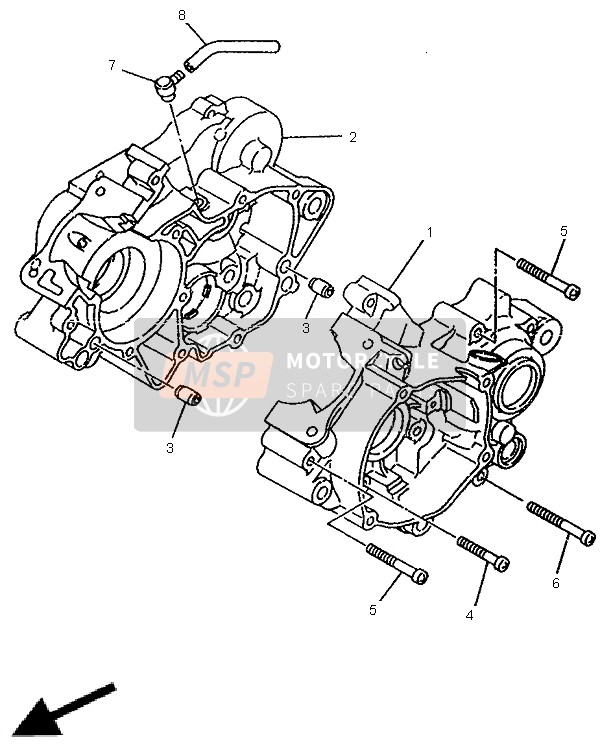 Yamaha YZ80LW 1999 Crankcase for a 1999 Yamaha YZ80LW