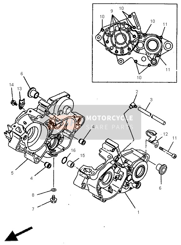 Yamaha YZ125 1999 Crankcase for a 1999 Yamaha YZ125