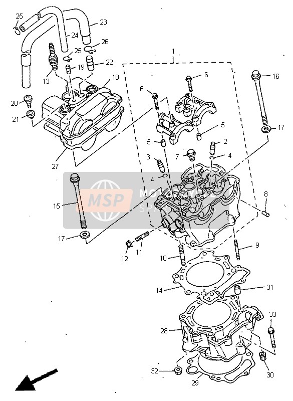 Yamaha YZ400F 1999 Cylinder for a 1999 Yamaha YZ400F