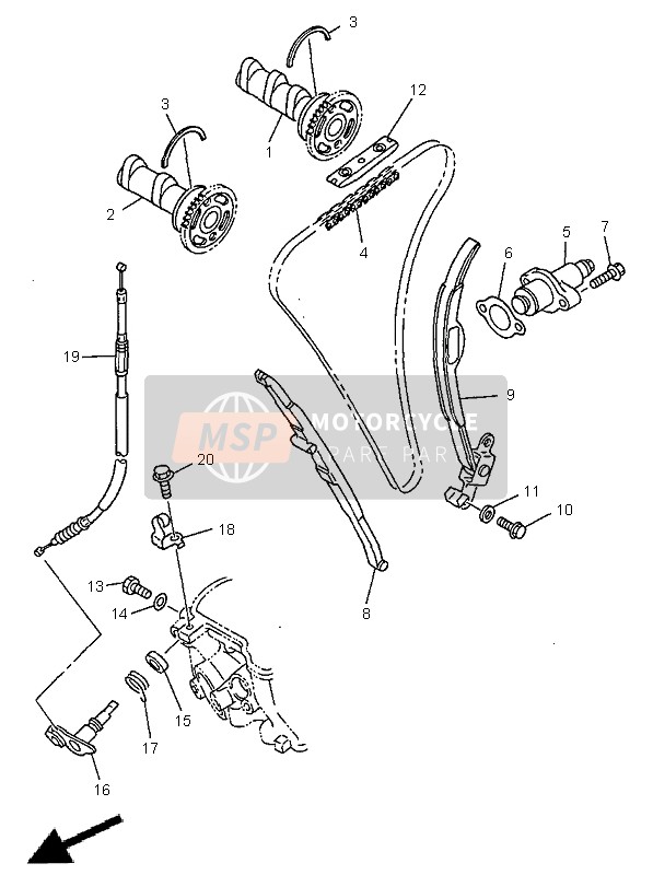 Yamaha YZ400F 1999 Camshaft & Chain for a 1999 Yamaha YZ400F